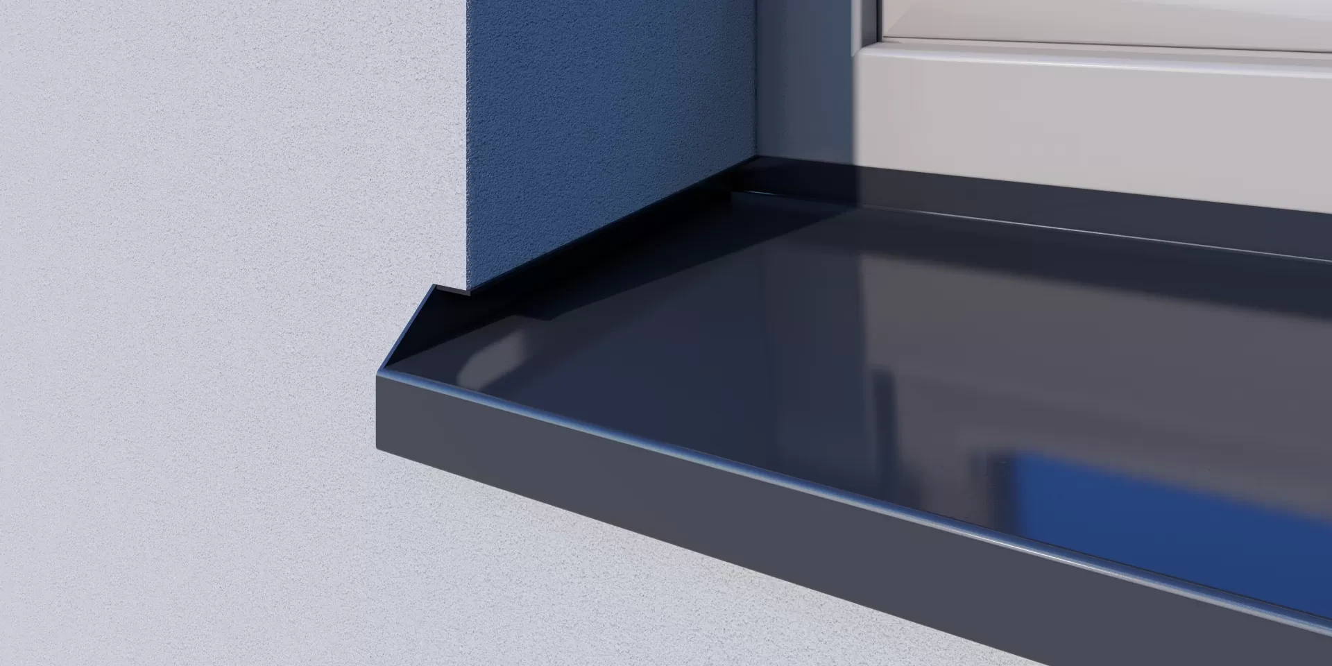 Aluminium-Außenfensterbank mit seitlichen Rückkantungen — NOVOFRAME